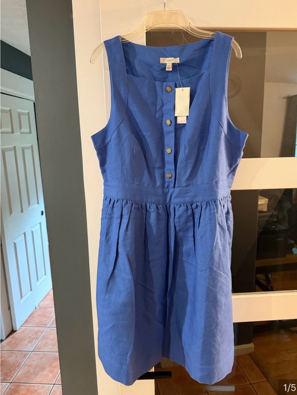 J. Crew Royal Blue Sleeveless Button-Front Dress